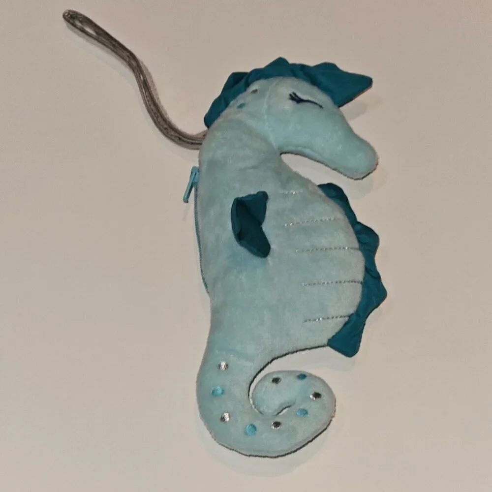 Gymboree Seaside Stroll Blue Seahorse Plush Wristlet Coin Purse Stuffed Toy